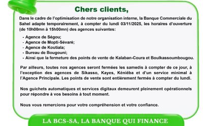 Avis à la clientèle